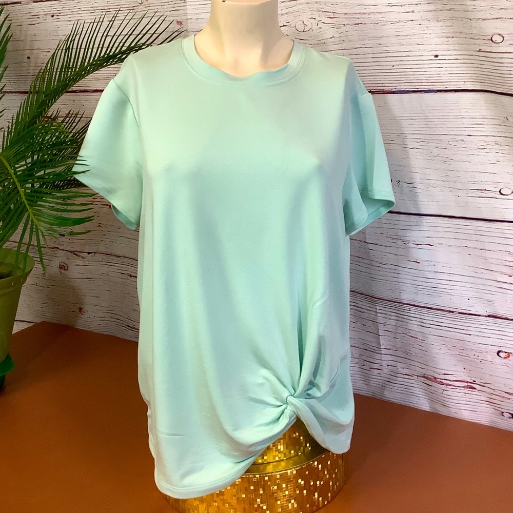 SKECHERS ACTIVE FRONT KNOT TEE TOP - MINT GREEN